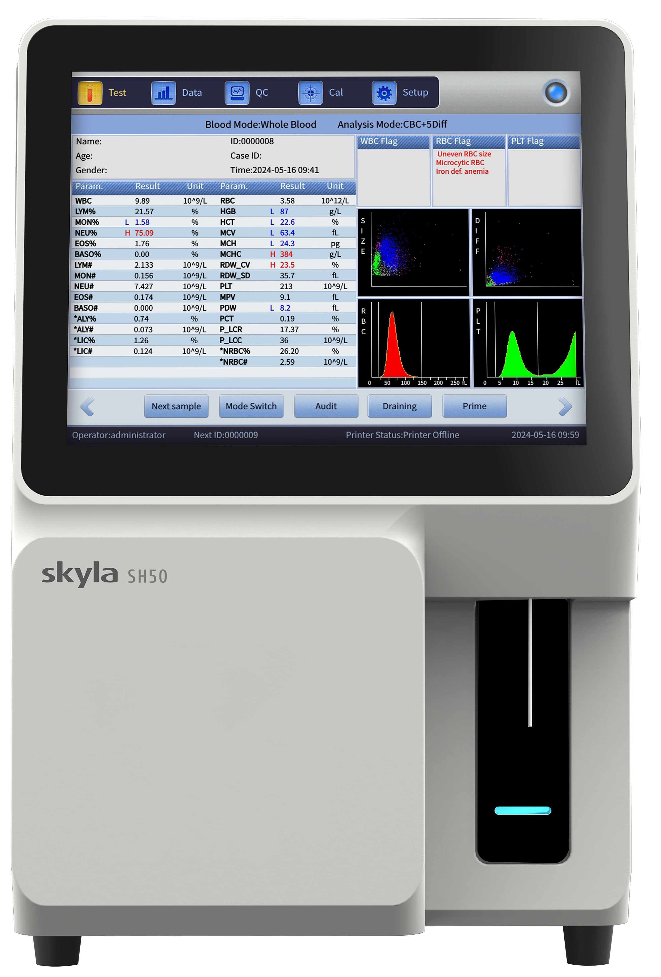 Skyla SH-50 5-Diff Hematology Analyzer with RET